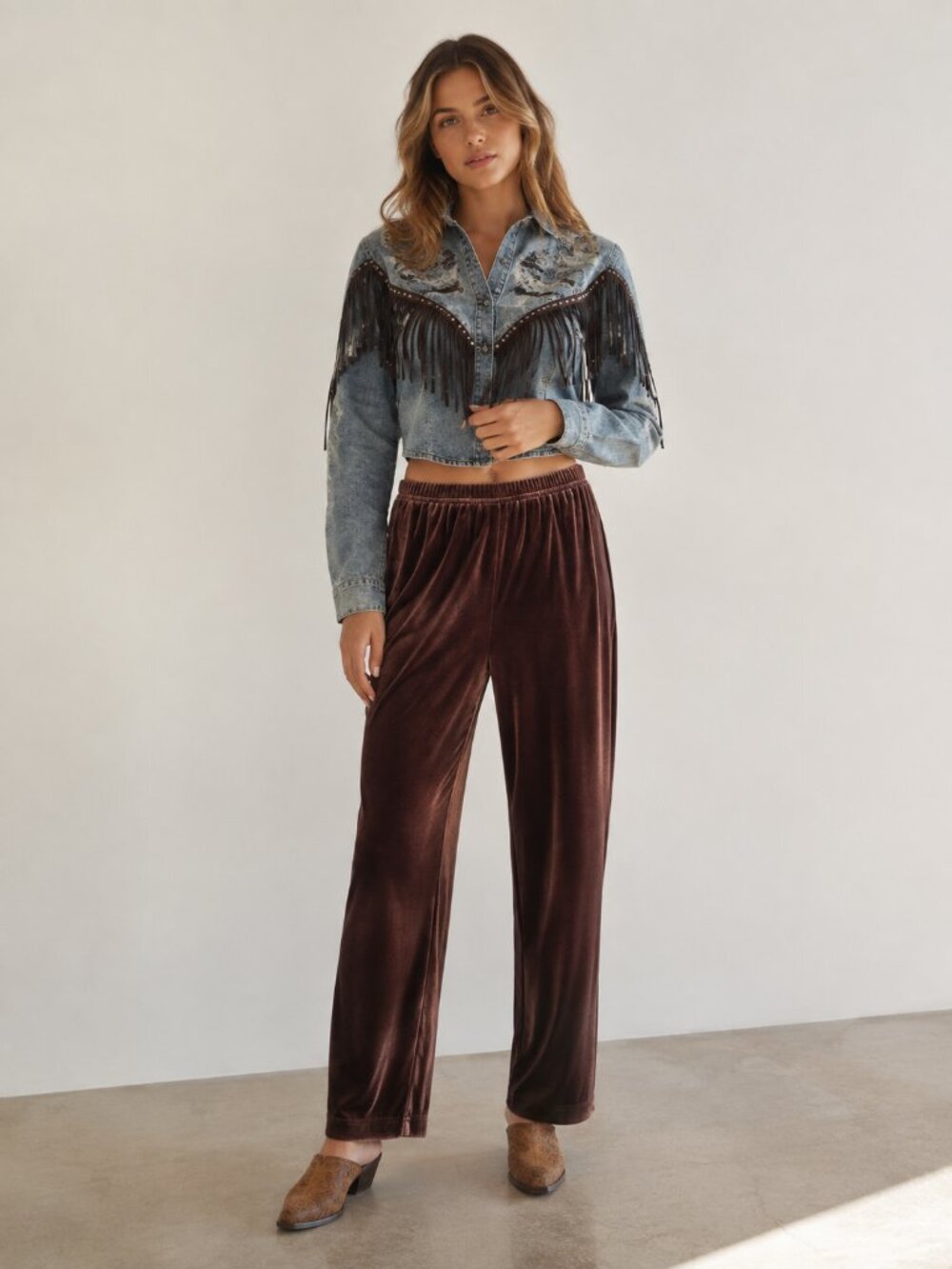 DOUBLE D RANCH Brown Velvet Pants Country Western